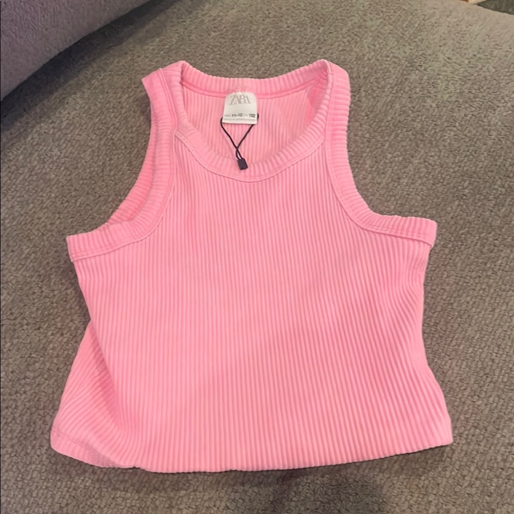 Zara Orange Ribbed Crop Tank Top